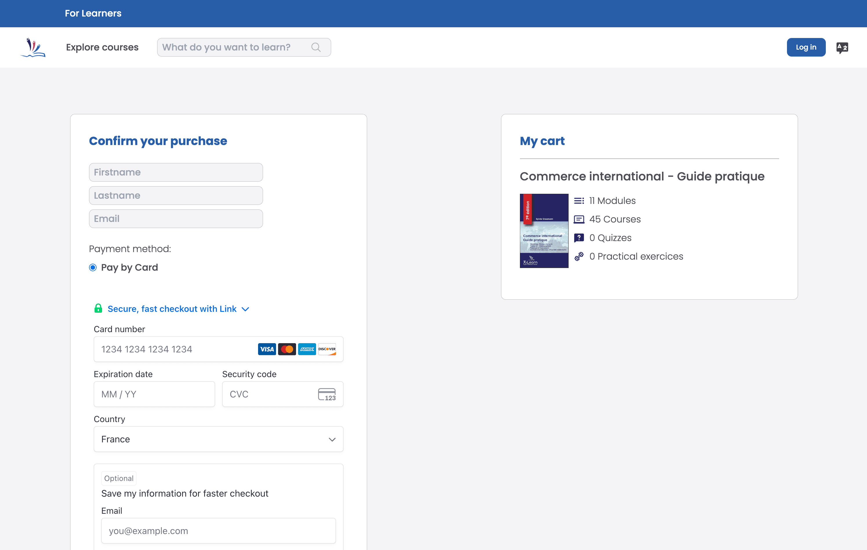 XiLearn Stripe course checkout